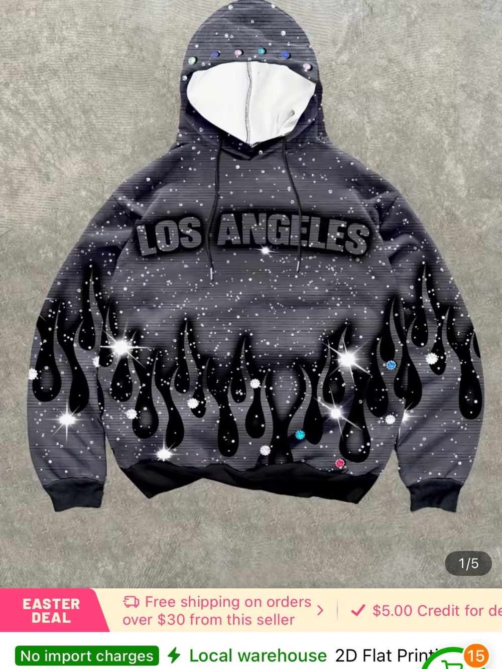 Los Angeles Black Flame Graphic Hoodie - Men